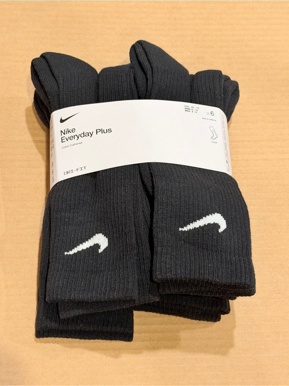 Nike Everyday Plus Cushion Crew Training Socks | 6 Pairs | Black - Unisex